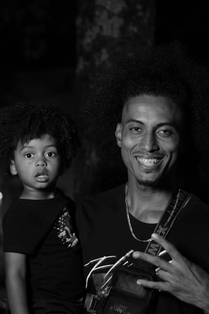 Free stock photo of black guy, father and child